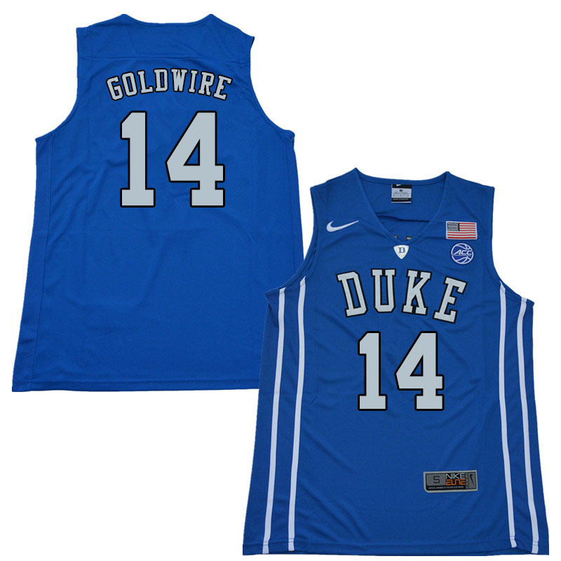Duke Blue Devils #14 Jordan Goldwire College Basketball Jerseys Sale-Blue